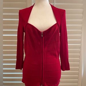 CACHE Rhinestone Zip Front Cardigan